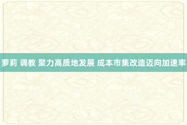 萝莉 调教 聚力高质地发展 成本市集改造迈向加速率