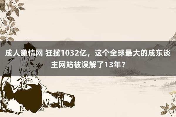 成人激情网 狂揽1032亿，这个全球最大的成东谈主网站被误解了13年？