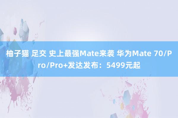 柚子猫 足交 史上最强Mate来袭 华为Mate 70/Pro/Pro+发达发布：5499元起